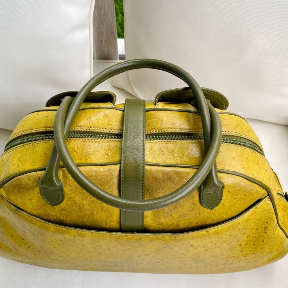 Christian Dior Ostrich Saddle Green Bowler Bag - Picture 12 of 16